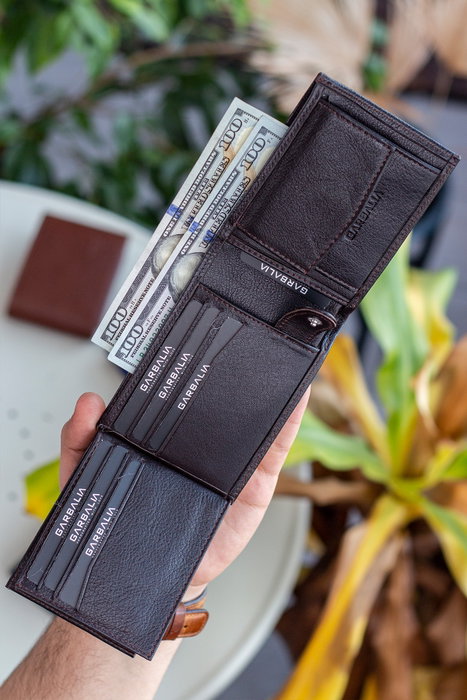 Zoozie Bags Cartera para Hombre de Piel Auténtica, Marrón con Bloqueador RFID